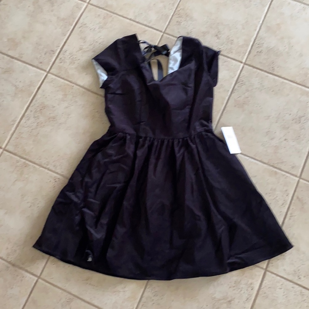 NWT Lauren James velvet fit and flare dress ribbon sz lg